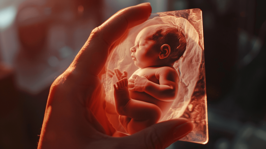 3D baby ultrasound image showing gender determination during early pregnancy.